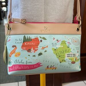 Spartina 449  Crossbody Bag Hawaiian Islands  Saffiano light blue/light tan NWT